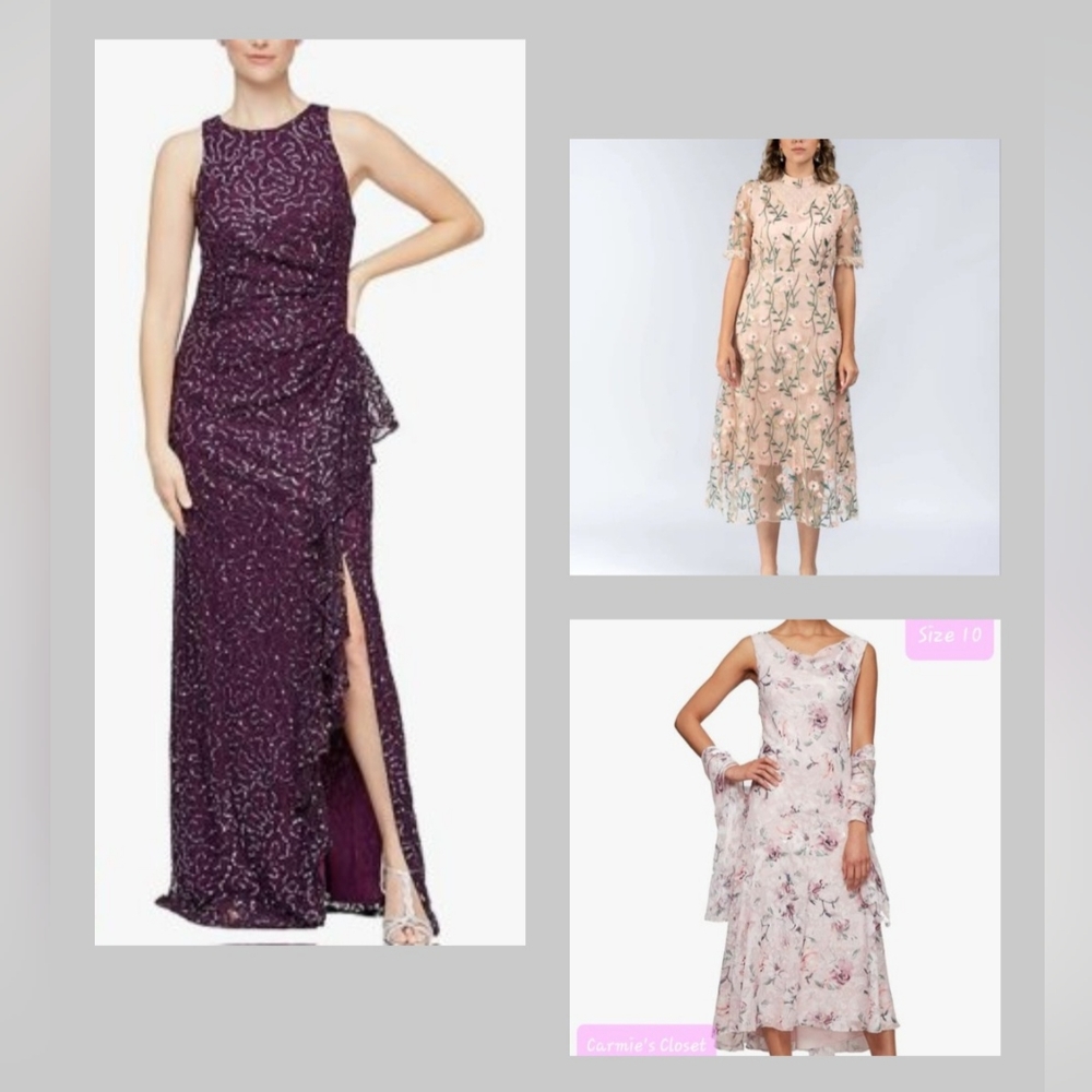 🌟SET OF THREE🌟🔥OBO🔥 Women's Dresses (Alex Evening's & Shiran Fushi) Size 10